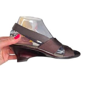 LifeStride Brown Wedge Slingback Sandals Sz 7M | Comfort Soft System